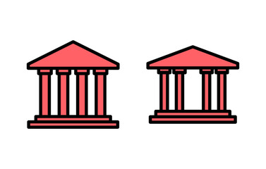 Bank icon set illustration. Bank sign and symbol, museum, university