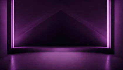 Foto op Canvas A minimalist of the purple neon light in the purple empty room for design purpose. © hugo