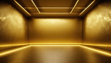 A gold minimal art space with empty room for background.