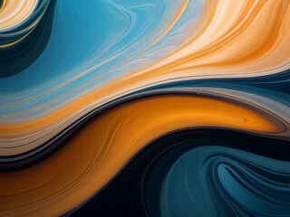 Abstract background with smooth lines and waves in orange and blue colors