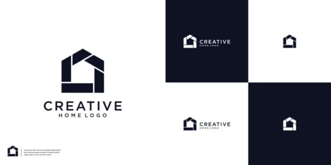 Foto op Canvas Minimalist home building logo design vector © pardiJP