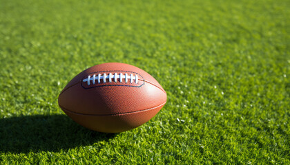 Playing football on green turf, outdoor sports activity generated by AI