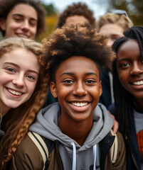 Fototapeta premium A group of young adults smiling outdoors generated by AI