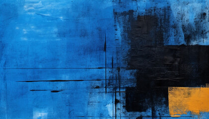 Abstract blue grunge wall with stained rusty backdrop generated by AI