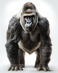 Fototapeta premium Gorilla, front view, white background.