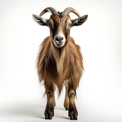 Goat, front view, white background.