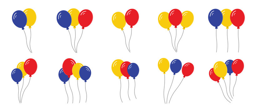 Set of isolated balloon decoration. Party, birthday, celebration decoration.
