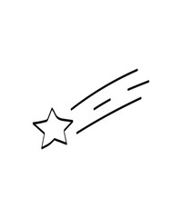 flying star hand draw icon, vector best line icon.