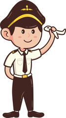 Cute Handdrawn Pilot Profession Character 