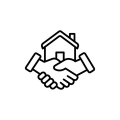 House agreement outline icons, minimalist vector illustration ,simple transparent graphic element .Isolated on white background
