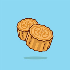 Moon cake simple cartoon vector illustration chinese traditional food concept icon isolated
