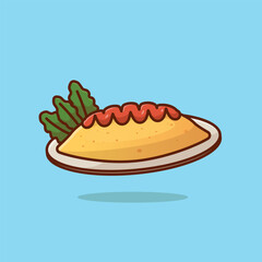 Omurices imple cartoon vector illustration japanese traditional food concept icon isolated
