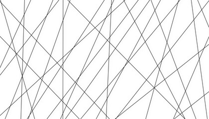 Chaotic abstract line background. Random geometric line seamless pattern. Black outline monochrome texture. Vector illustration.