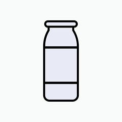 Milk Bottle Icon. Drink or Beverage Symbol - Vector Logo Template.