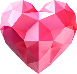 Diamond heart illustration isolated on transparent background. PNG