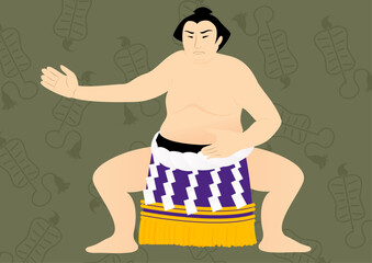 Traditional Japanese Illustration｜伝統的なイラスト|
力士｜すもう｜背景あり