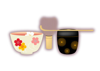 Traditional Japanese Illustration｜伝統的なイラスト|
茶道具｜茶道｜背景なし
