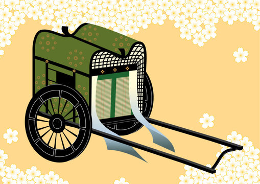 Traditional Japanese Illustration｜伝統的なイラスト|
御所車｜背景あり