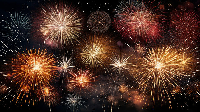 fireworks in the night sky HD 8K wallpaper Stock Photographic Image 