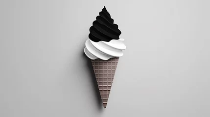 Foto auf Alu-Dibond paper cut ice cream in waffle cone icon isolated on light grey background © Aura
