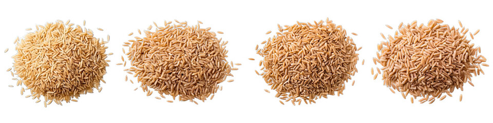 Collection of PNG. Pile of brown rice isolated on a transparent background.
