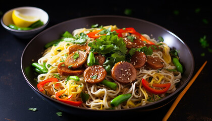 Freshness and healthy eating on a gourmet plate generated by AI