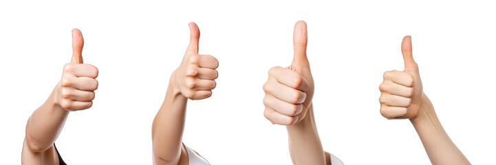 Collection of PNG. Hand showing thumbs up sign isolated on a transparent background.