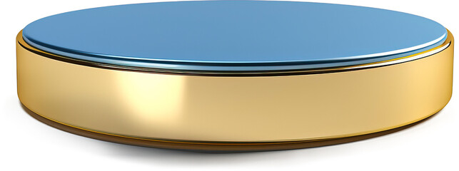 Yellow blue round podium isolated on transparent background. PNG