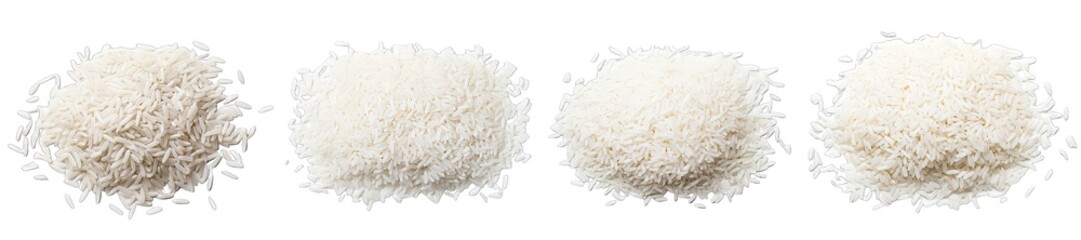 Collection of PNG. Pile of white rice isolated on a transparent background.