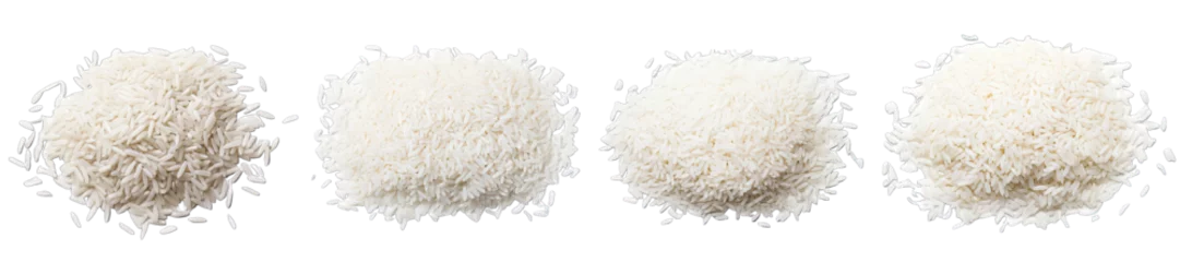 Foto op Canvas Collection of PNG. Pile of white rice isolated on a transparent background. © morepiixel