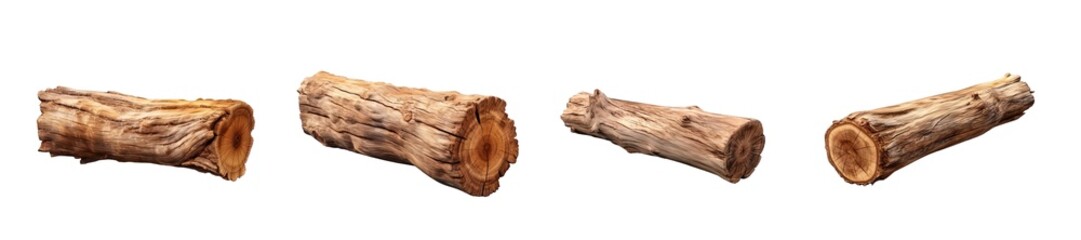 Collection of PNG. Wooden dry beam, log, tree trunk isolated on a transparent background.