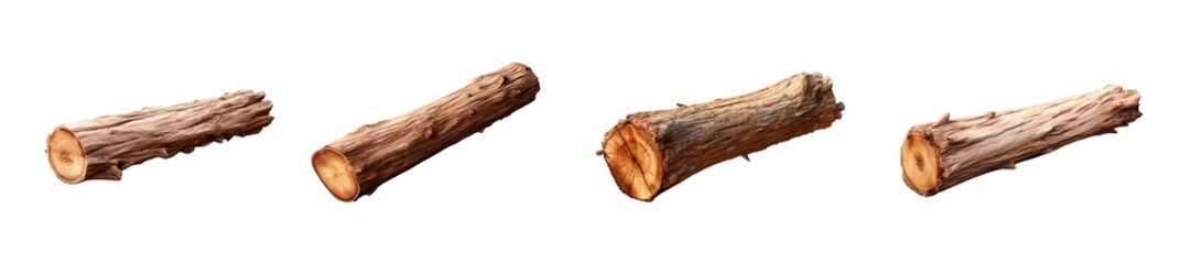 Collection of PNG. Wooden dry beam, log, tree trunk isolated on a transparent background.