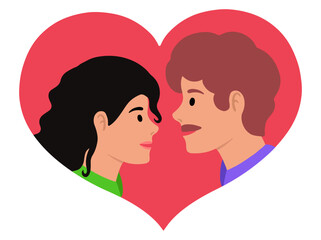 Fototapeta premium Romantic Couple Avatar Character Illustration 