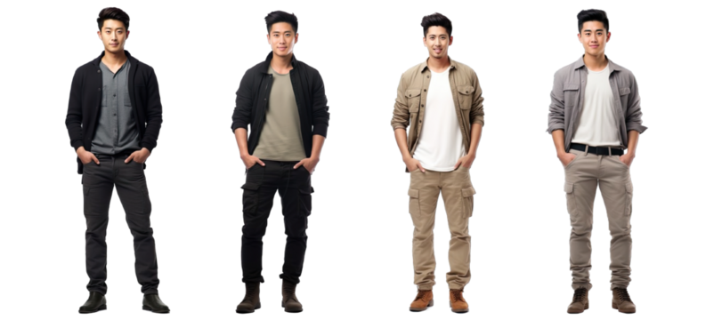 Collection of PNG. Portrait of a handsome young asian man standing isolated on a transparent background. - Powered by Adobe