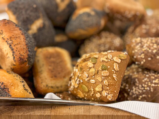 bread for breakfast display in restaurant