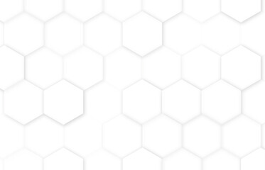 Naklejka premium Abstract. Embossed Hexagon , honeycomb white Background ,light and shadow . Vector illustration with honeycomb in realistic style. White wall. Horizontal banner. Modern design for wallpaper,