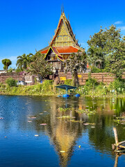 Fototapeta premium Gae Dam wooden bridge in Roi Et, Thailand