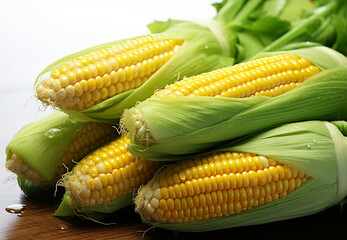 Fresh yellow corn on the cob, healthy and organic generated by AI