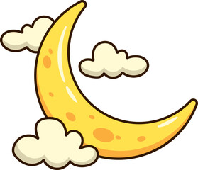 Cute Decorative Crescent Moon and Clouds, Prophet Yaqub Miracle