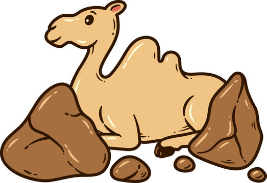 Illustration of a Camel Sitting among the Rocks, Prophet Soleh Miracle
