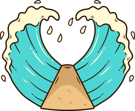 Vintage High Waves in the Ocean, Prophet Musa Miracle
