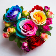 Fototapeta na wymiar Radiant Reverie: Rainbow Roses to Illuminate Your Valentine's Celebration