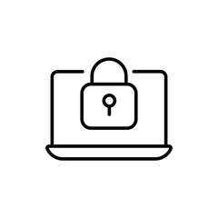 Laptop lock outline icons, security minimalist vector illustration ,simple transparent graphic element .Isolated on white background