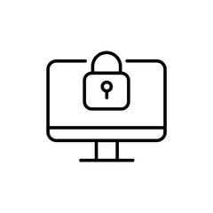 Computer lock outline icons, security minimalist vector illustration ,simple transparent graphic element .Isolated on white background