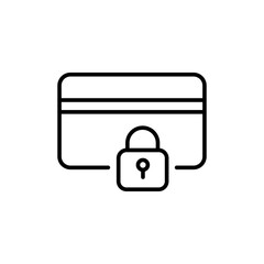 Card lock outline icons, security minimalist vector illustration ,simple transparent graphic element .Isolated on white background