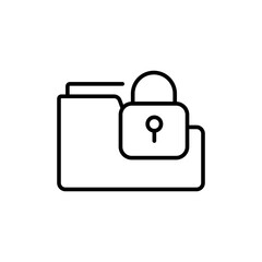 Folder lock outline icons, security minimalist vector illustration ,simple transparent graphic element .Isolated on white background