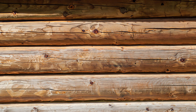 the wall of a log house
