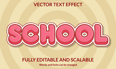 Editable text effect School 3d style vector template