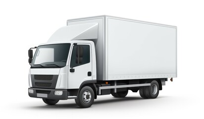 A white delivery truck on a white background