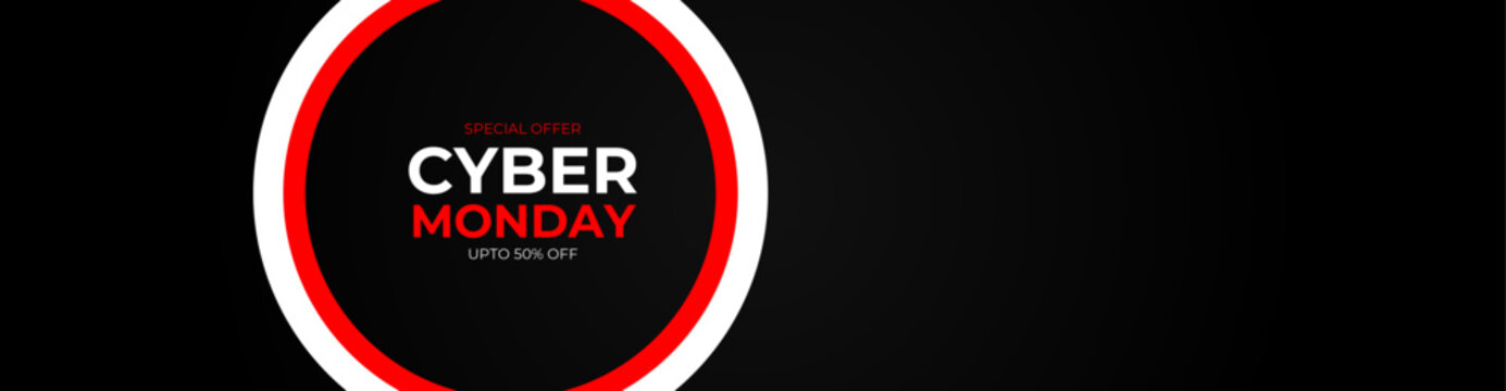 Sale banner template design, Cyber Monday special offer sale up to 50% off. Promo text on lines distortion background. Banner, cover, flyer, website, backdrop. Special deal.  vector illustration